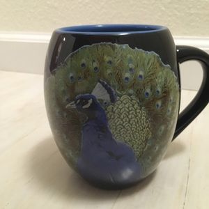 Peacock Coffee Cup / Mug / Blue Oval Shape